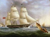 James E Buttersworth - A Three-Masted Ship off Dover